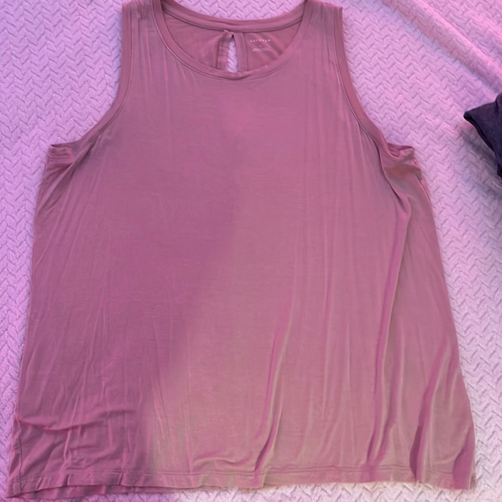 Halogen Womens tan Sleeveless Round Neck Keyhole Pullover Tank Top Size Large